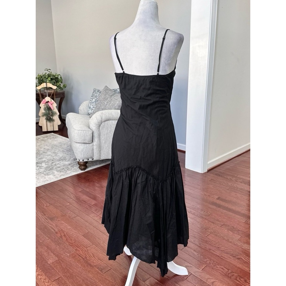 Vintage 2000s Forever 21 Black Asymmetrical Plunge Coquette Cocktail Y2K Dress - Picture 8 of 12